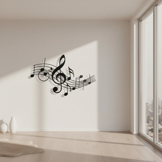 Black musical notation on a white background
